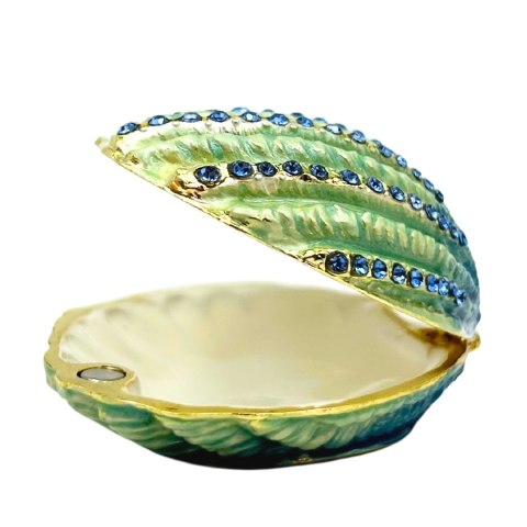 Pudełeczko Szkatułka na Biżuterię Zdobione Kryształkami - Muszelka - HX068