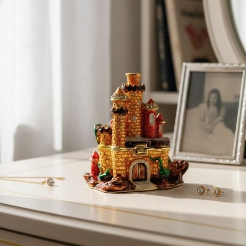 Pudełeczko Szkatułka na Biżuterię Zdobione Kryształkami - Zamek - HX580