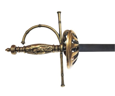 Stalowy rapier z mosiężnymi zdobieniami - Replika 96 cm - SP-C