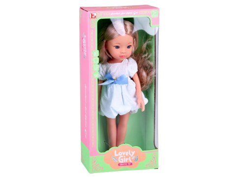 Lovely Girl Lalka blondynka z długimi włosami w białej sukience 33cm ZA5850