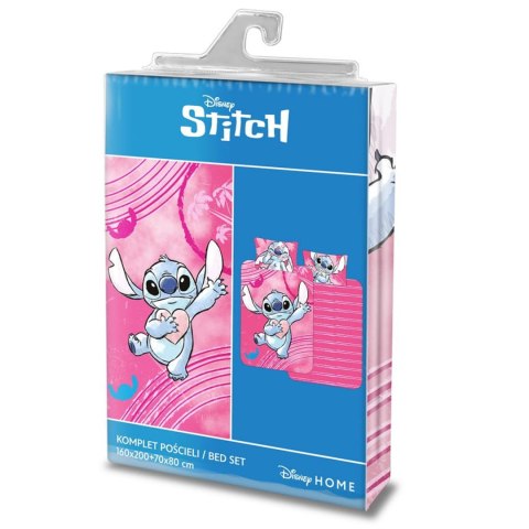 Pościel bawełna 100x135 + 40x60 Lilo i Stitch róż
