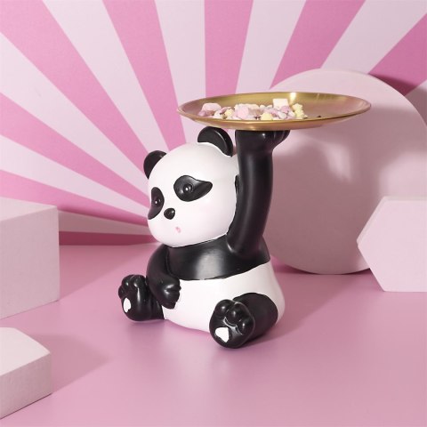 Figurka dekoracyjna organizer Panda ze złotą tacą