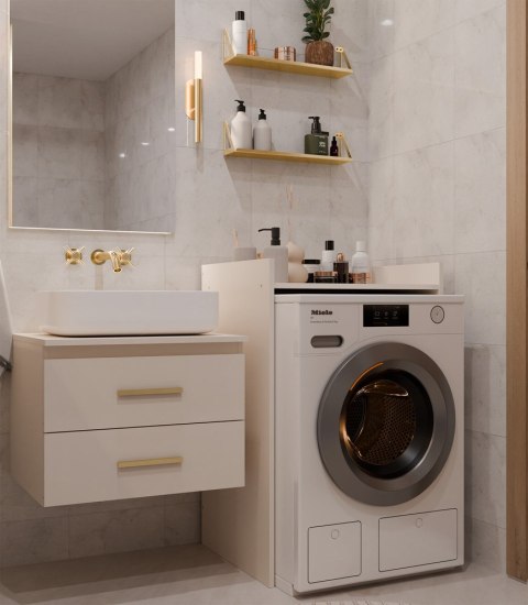 Szafka Łazienkowa Na Pralkę POLA NP KASZMIR Beż Półka Regał Do Łazienki