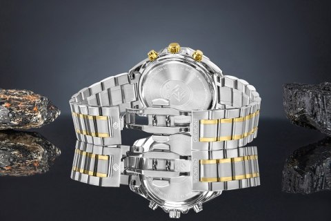 Zegarek Męski Giewont Chronograph Sapphire Srebrno Zielony GW7290-B7