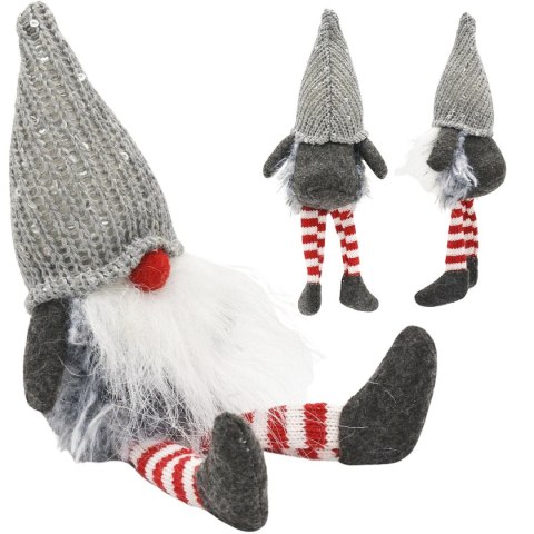MIKOŁAJ DEKORACYJNY SIEDZĄCY SZARY RED NOSE 13+10CM