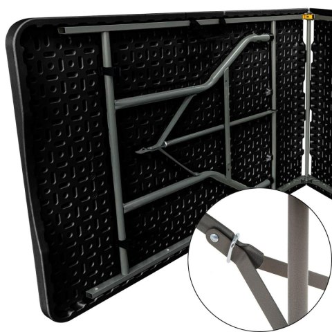 STÓŁ CATERINGOWY SKŁADANY W WALIZKĘ 180x70x74CM MAX.100KG CZARNY