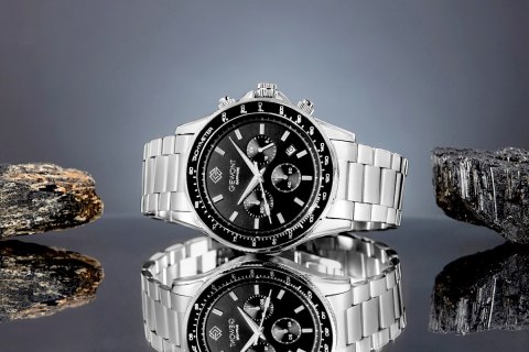 Zegarek Męski Giewont Chronograph Sapphire Srebrno Czarny GW3520-B2