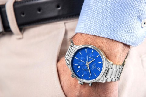 Zegarek Męski Giewont Chronograph Sapphire Srebrno Niebieski GW6310-B3