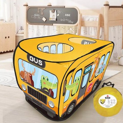 Duży namiot dla dzieci do zabawy Wesoły Autobus samo rozkładający się