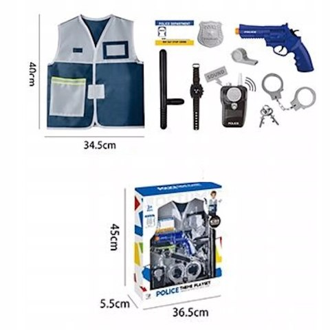 Zestaw strój małego policjanta dla dzieci kamizelka i akcesoria policyjne