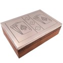 Dwie Talie Kart i Kości do Gry w Pudełku Drewnianym z Aluminiowym Topem - DC-004