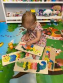 EDUKACYJNE DREWNIANE KLOCKI PUZZLE UKŁADANKA 8765G