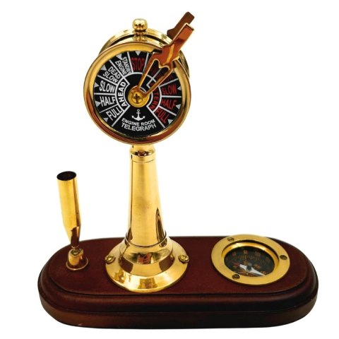 Elegancki Zestaw na Biurko - Telegraf Maszynowy, Kompas, Uchwyt na długopis - TT018