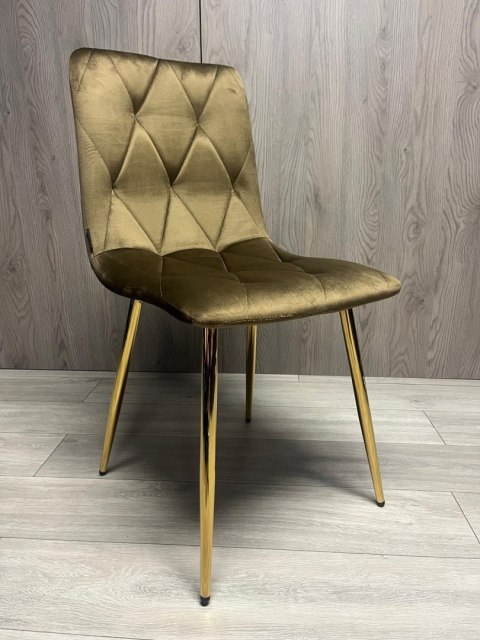 Krzesło tapicerowane BORGO VELVET BROWN GOLD