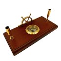 Marynistyczny Zestaw Biurkowy - Koło Sterowe, Kompas, Uchwyty na Długopisy - TT019