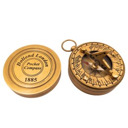 Mosiężny Kompas z Zegarem Słonecznym - Zamykany - C04
