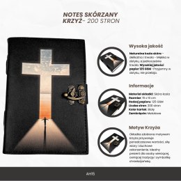 Notes Skórzany Krzyż Religijny Modlitewnik - 200 stron - AH15