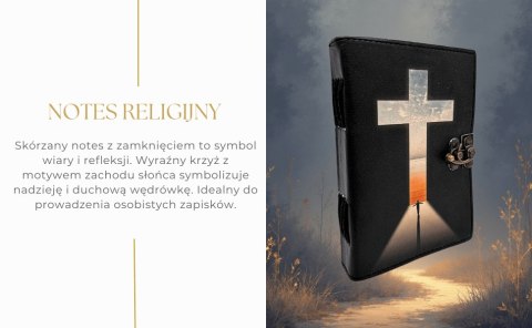 Notes Skórzany Krzyż Religijny Modlitewnik - 200 stron - AH15