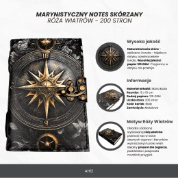 Notes Skórzany Pamiętnik Retro Róża Wiatrów 200 stron - AH12