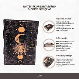 Notes Skórzany Słońce i Księżyc Ozdobny 200 stron - AH07