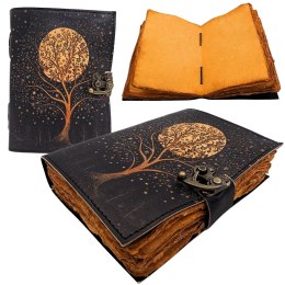 Notes Skórzany Vintage Retro Drzewo i Księżyc 200 stron - AH08