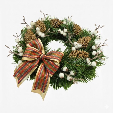 Wianek świąteczny na Boże Narodzenie stroik na drzwi stół boho handmade