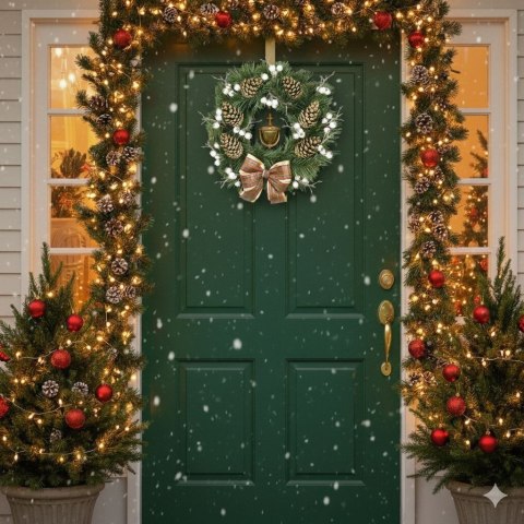 Wianek świąteczny na Boże Narodzenie stroik na drzwi stół boho handmade