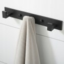 Wieszak ścienny na ręczniki 3 haki - czarny