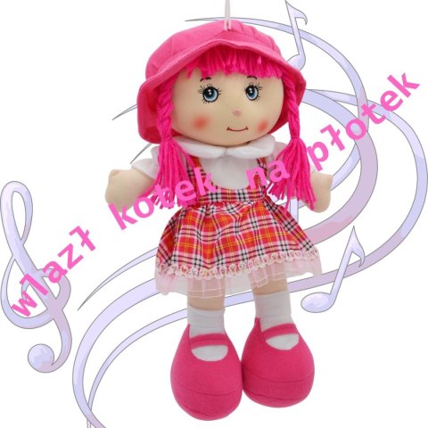 LALKA PRZYTULANKA SZMACIANKA Z DŻWIĘKIEM CIEMNY RÓŻ