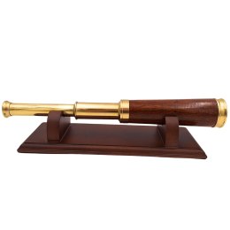 Luneta Mosiężno-Drewniana na Eleganckiej Podstawie Drewnianej - Dekoracja Retro - CER029