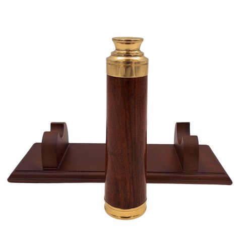 Luneta Mosiężno-Drewniana na Eleganckiej Podstawie Drewnianej - Dekoracja Retro - CER029