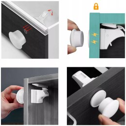 Magnetyczne blokady do mebli i szuflad dla dzieci zestaw 4 + klucz