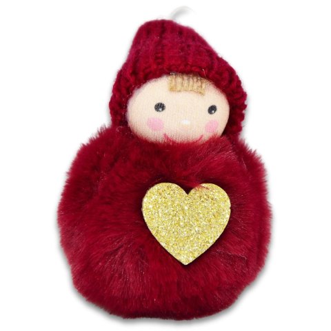 LALECZKA DEKORACYJNA Z SERDUSZKIEM 8CM - CZERWONY
