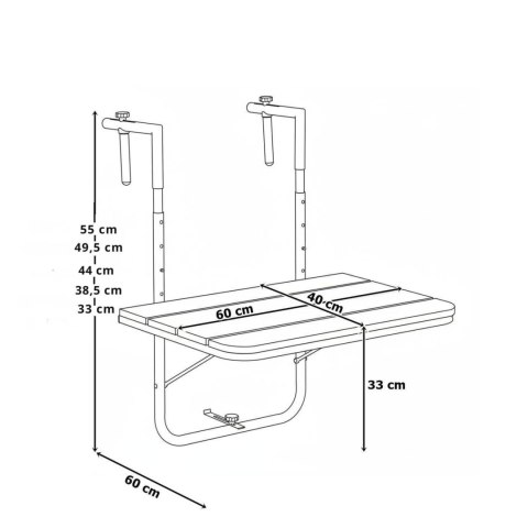 Stolik balkonowy składany ARETTO szary