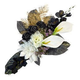 Bukiet flakon stroik na cmentarz biało czarna kompozycja na grób