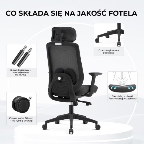Fotel biurowy ergonomiczny ANGEL runO czarny