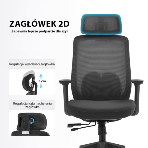 Fotel biurowy ergonomiczny ANGEL runO czarny