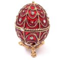 Ekskluzywna metalowa szkatułka z kryształkami - Jajo Fabergé - B0748-17 RD