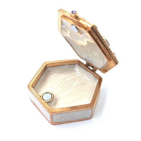 Bogato zdobione metalowe pudełeczko prezentowe z kryształkami - B0035-08WH