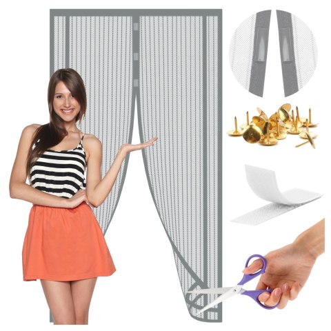 Moskitiera MAGNETYCZNA Drzwiowa do Przycięcia SZARA