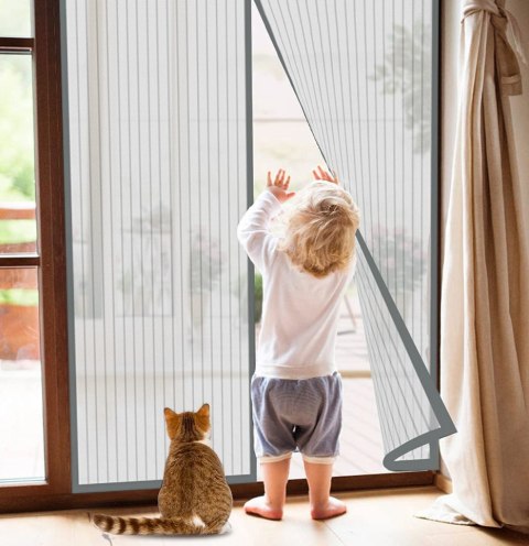 Moskitiera MAGNETYCZNA Drzwiowa do Przycięcia SZARA