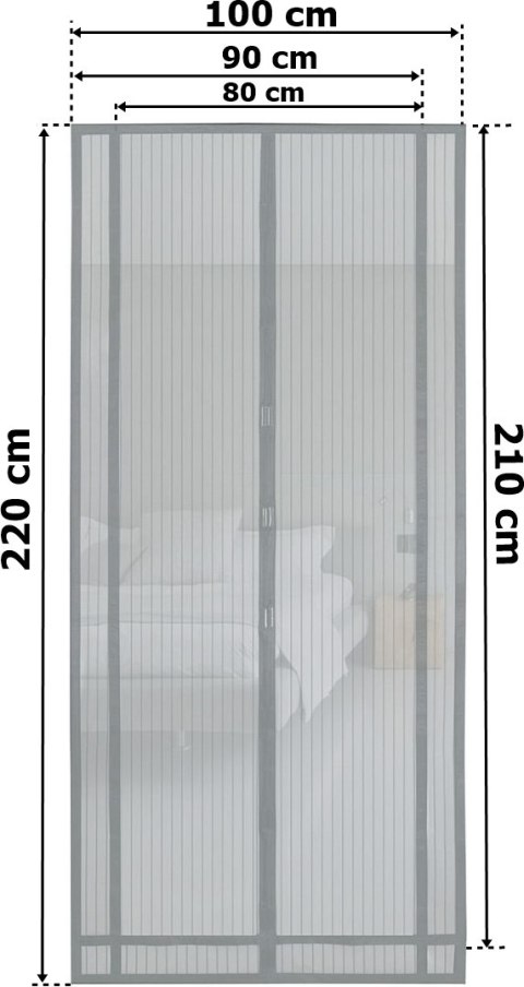 Moskitiera MAGNETYCZNA Drzwiowa do Przycięcia SZARA