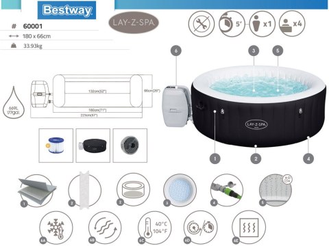 Bestway jacuzzi Lay-Z-Spa MIAMI 4os 180x66cm 60001
