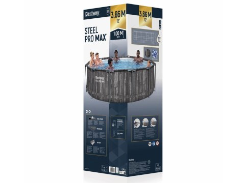 Bestway Basen stelażowy 366x100cm 8w1 drewno 5614X