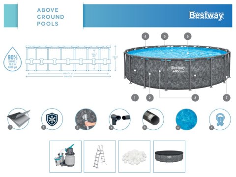 Bestway Basen stelażowy CAŁOROCZNY 549x132cm 6w1 561KC