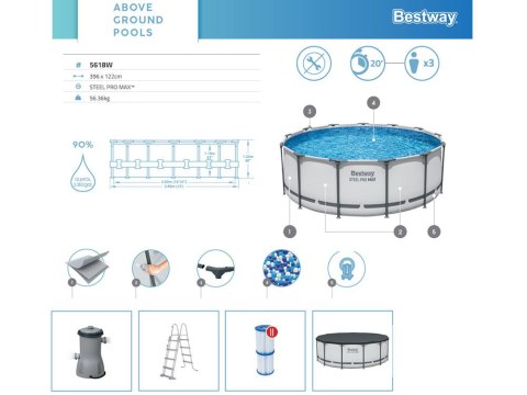 Bestway basen stelażowy 396x122cm 8w1 5618W