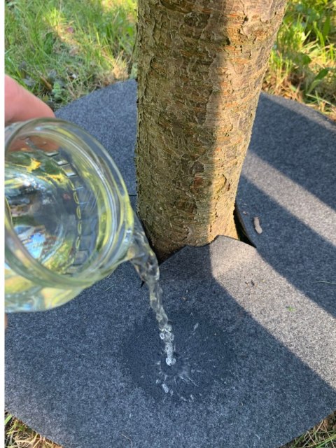 Krążek filcowy zabezpieczający przed chwastami ściółkowanie szary fi 40 cm