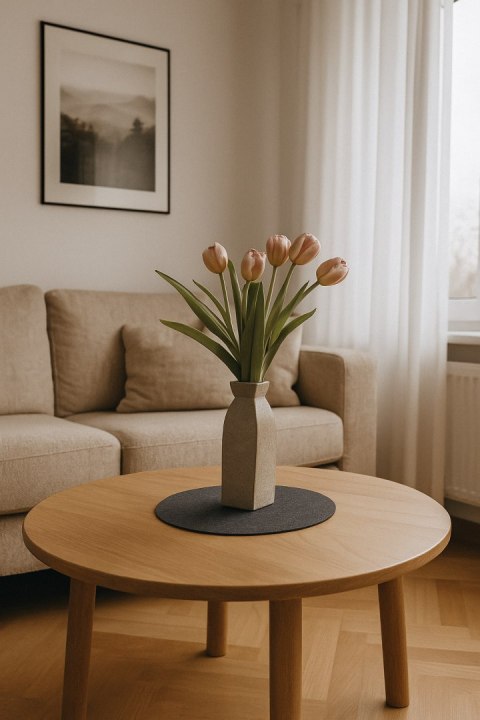 Podkładka filcowa na stół Koło fi 33 cm - antracytowa , dekoracyjna, odporna na ciepło, Bertoni