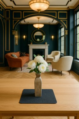 Podkładka filcowa na stół Kwadrat 33x33 cm - antracytowa, dekoracyjna, odporna na ciepło, Bertoni