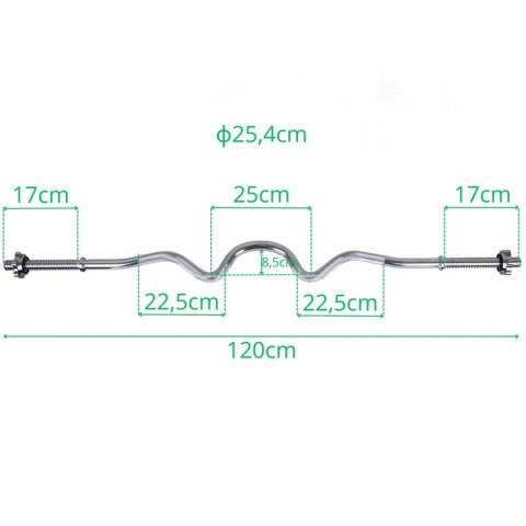 GRYF MOCNO ŁAMANY 120 CM ENERO FIT fi25,4 MM